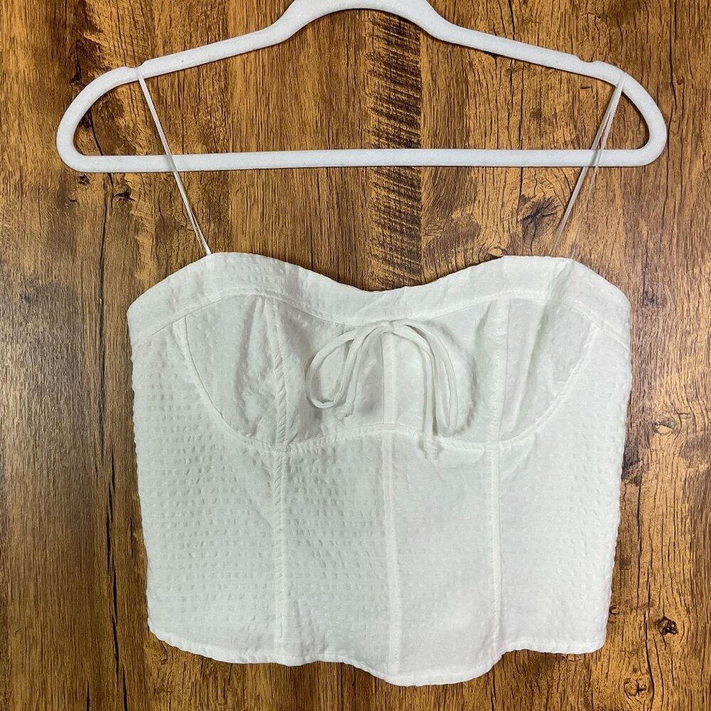 NWT Kirious White Corset Style Strapless Top Sweetheart Neckline Medium